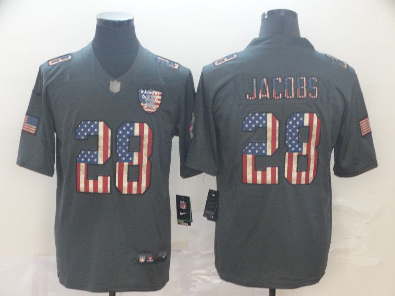 Men Oakland Raiders #28 Jacobs Carbon Black Retro USA flag Nike NFL Jerseys